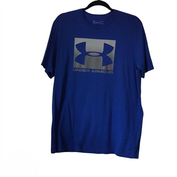 Under Armour Big Logo L Graphic Tee Blue Spell Out - Picture 2 of 5